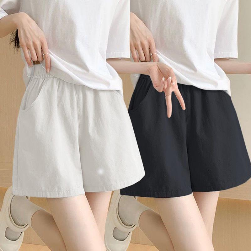 Women's Summer Ice Silk High Waist Casual Black Shorts