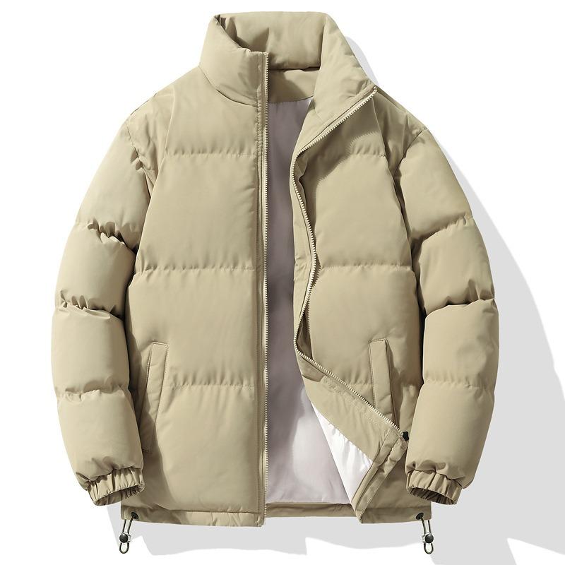 Down cotton-padded jacket Men's stand-up collar thickened jacket Winter trendy brand loose cotton-padded jacket Cold-proof and warm bread clothing