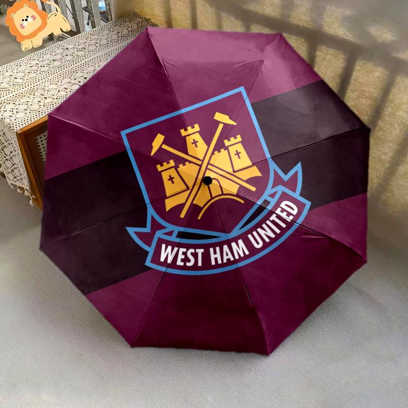 West Ham United FC pattern, automatic folding umbrella, portable and foldable design, 8 ribs, a Christmas or birthday gift.
