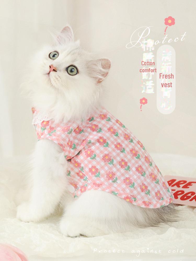 Colete fino para gatos de verão: Roupas azuis antiqueda para gatinhos fofos