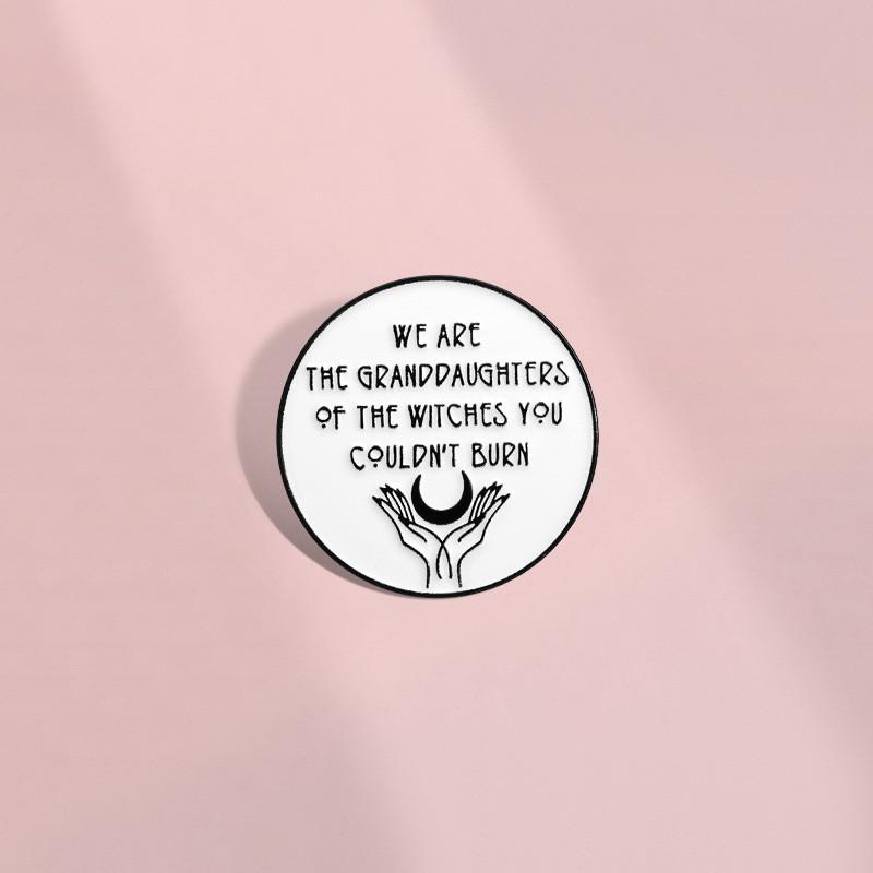 White Modern Round Metal Badge Featuring Cartoon Design Perfect For Unique Fashion Statement