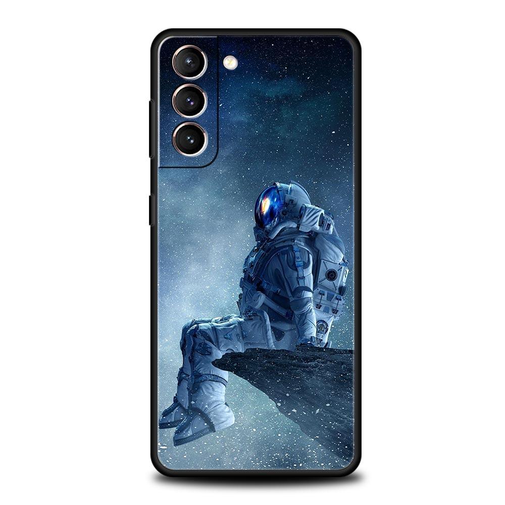 Cute Astronaut Moon Phone Case For Samsung Galaxy S23 S22 S21 S20 FE Ultra 5G S10 S10E S9 S8 Plus 10 20 Silicone Cover Bumper