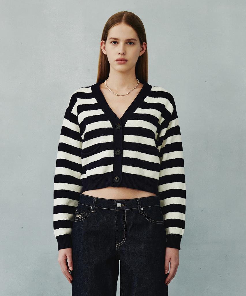 Plac Women Striped Knit Cardigan Navy