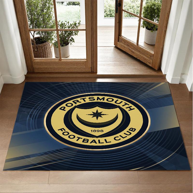 Portsmouth FC Design Kristall-Samt-Teppich Weich Dekorative Matte für Schlafzimmer Eingang
