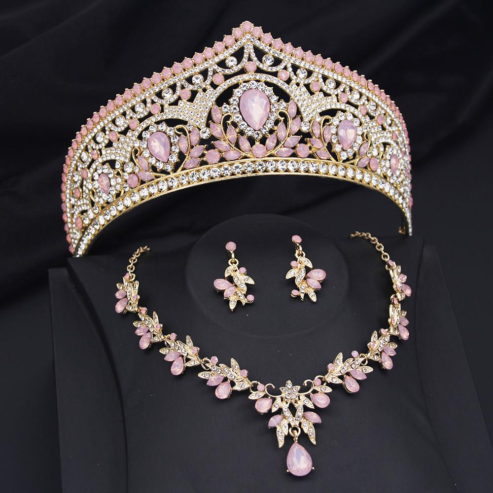 Princess Bride Crown Jewelry Sets for Women Tiaras and Necklace Earrings Set Prom Bridal Wedding Birthday Jewelry Accessory