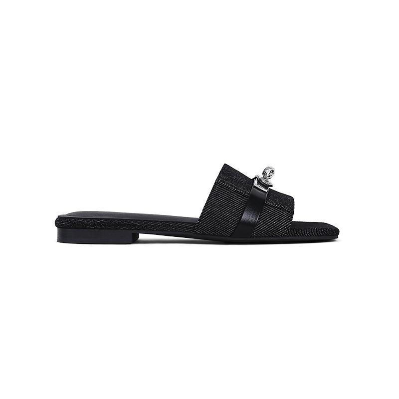

ins style fashion trend wears comfortable and versatile shoes for summer, new denim lock buckle casual beach sandals 35