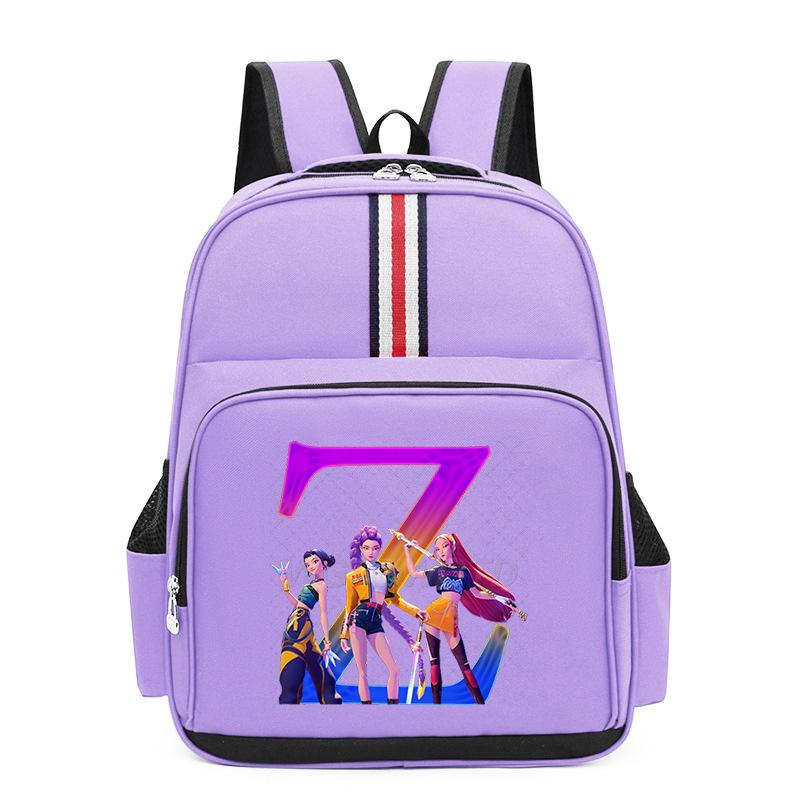 College Style Trend 26 Letter Printing Anime Cartoon Large Capacity Burden Reduction Backpack Casual Student School Bag