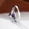 Purple Crystal Champagne Zircon Round Stone Rings For Women Classic Silver Color Wedding Band Engagement Jewelry Birthstone Gift