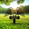 Pet Memorial Garden Stake, Metal Plaque with Angel Wings Paw Print, Grave Marker for Dog Cat, Personalized Gift