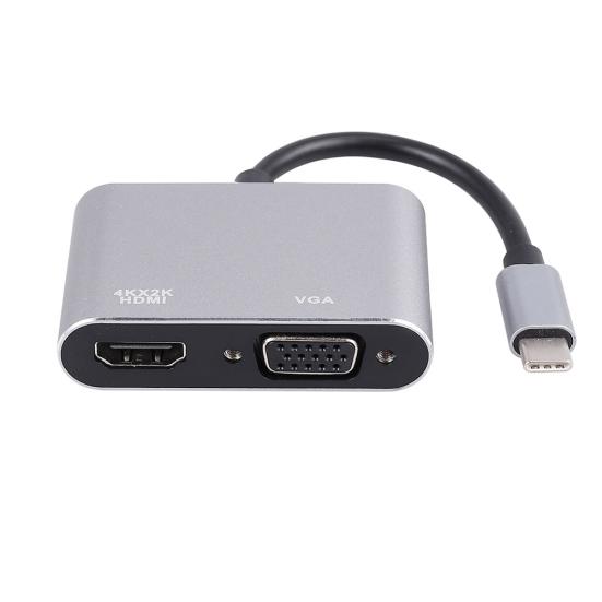 Universal USB 3.1 Type C to VGA HDMI-compatible 4K Converter Cable Adapter Cord Port HUB