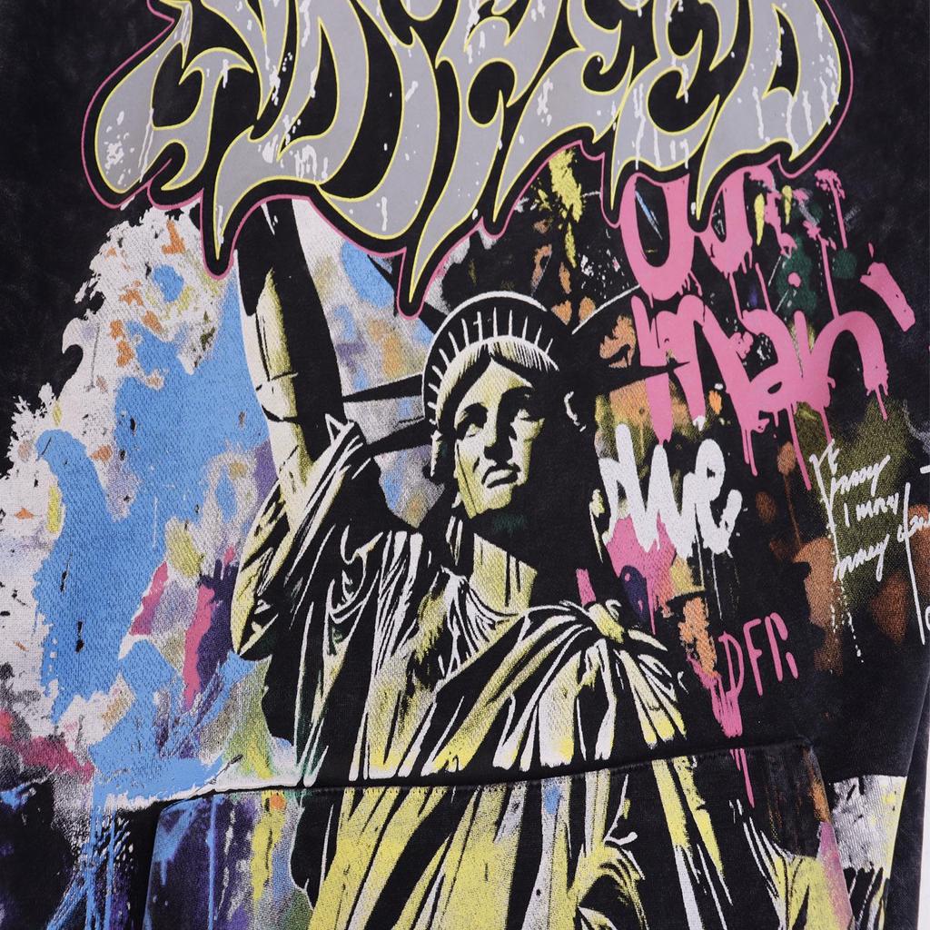 Felpa con cappuccio Godspeed Rock Europeo e Americano Streetwear Stampa Retro Usurata