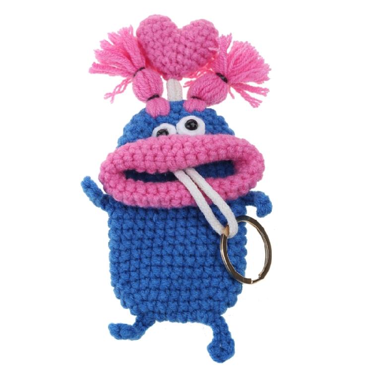 Pull Out Car Keys Cases Bag Funny Cartoon Keychains Pouch Hand Knitting Keys Wallets Organizers for Women and Men