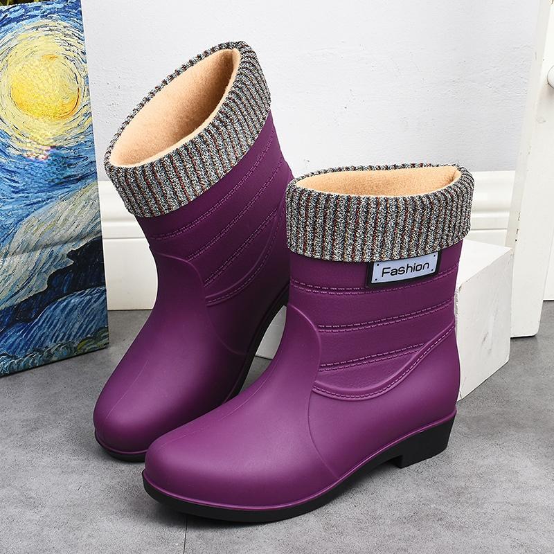 Fashion Rubber Boots for Women Rain Shoes Comfort Slip-on Waterproof Galoshes Woman Garden Water Shoes Rubber Rain Boots Botas De Lluvia