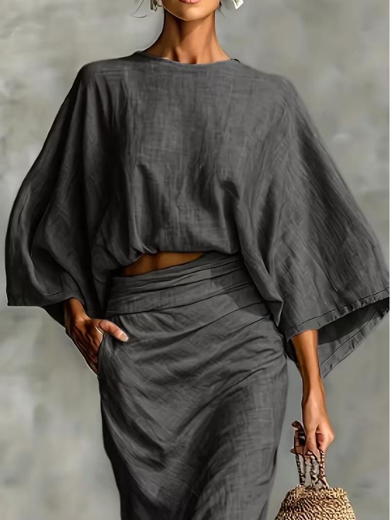 Women's Cross-border Fashion: Elegant Batwing Sleeve Top 2026