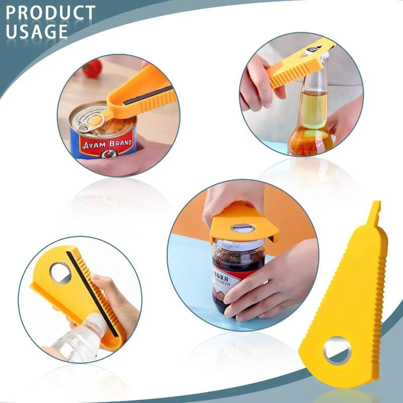 3-in-1 Multi-Purpose Can Opener, Manual Bottle Opener for Beer Coke, Jar Opener for Jam Lids, Smooth Edge Kitchen Can Opener