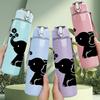 1PC Cute Baby Elephant Silhouette 750ml Color Plastic Sports Water Bottle Leakproof Flip Straw Lid Suitable for Sports Office Home Use