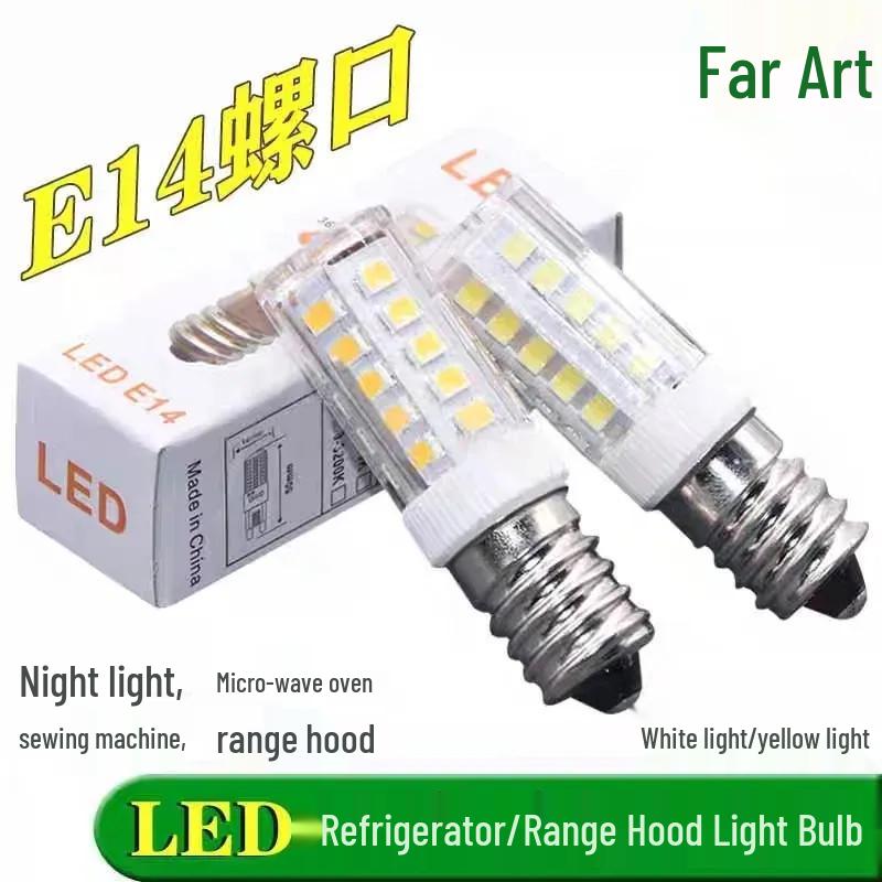 

Світлодідна енергозберігаюча лампочка E14 для холодильників, кухонних витяжок, швейних машин, верстатів для нарізки ключів, підвісних світильників та настінних світильників. White Light
