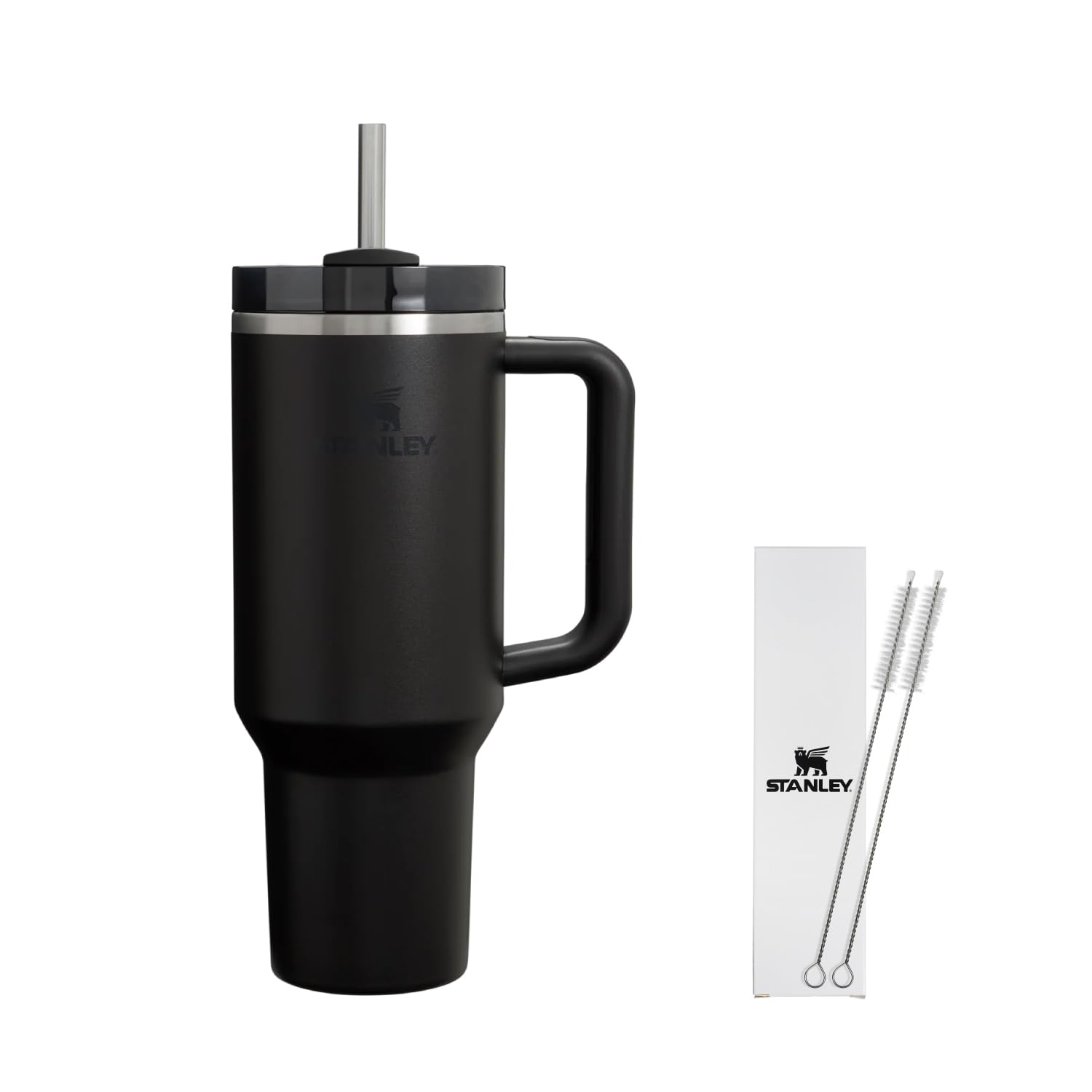 

STANLEY Vacuum Water Bottle with Cold Dishwasher Straw Brush Included Japanese H2.0 Quencher, 1.18L Black, 1180ml, Straw, Tumbler, Insulation,