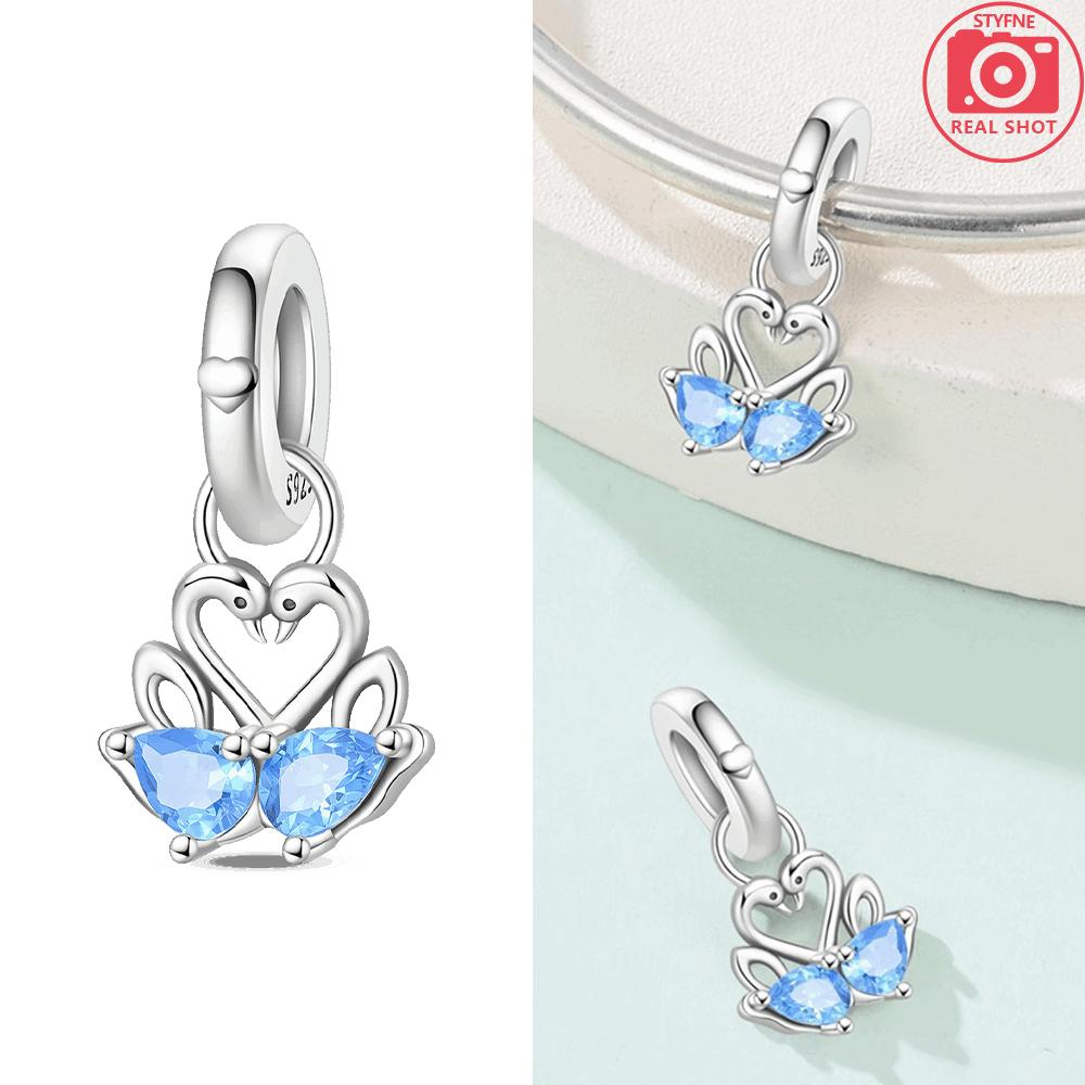 

Шармы Медь Оригинальный Синий Циркон Подвеска Лебедь Бабочка Туфли Бусина Подходит Браслет Женские Украшения Аксессуар для DIY Подарок