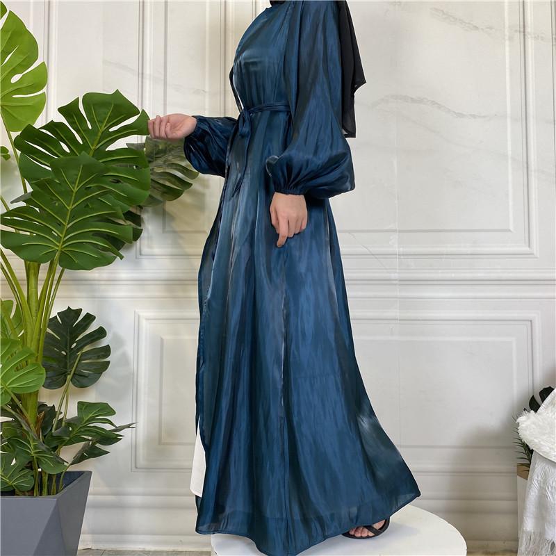 2022 Satin Long Muslim Robe Cardigan 