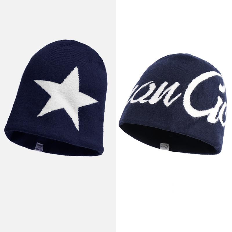 Autumn Winter Hat Women's Knitted Letter Wool Hat Warm Ear Protection Hat