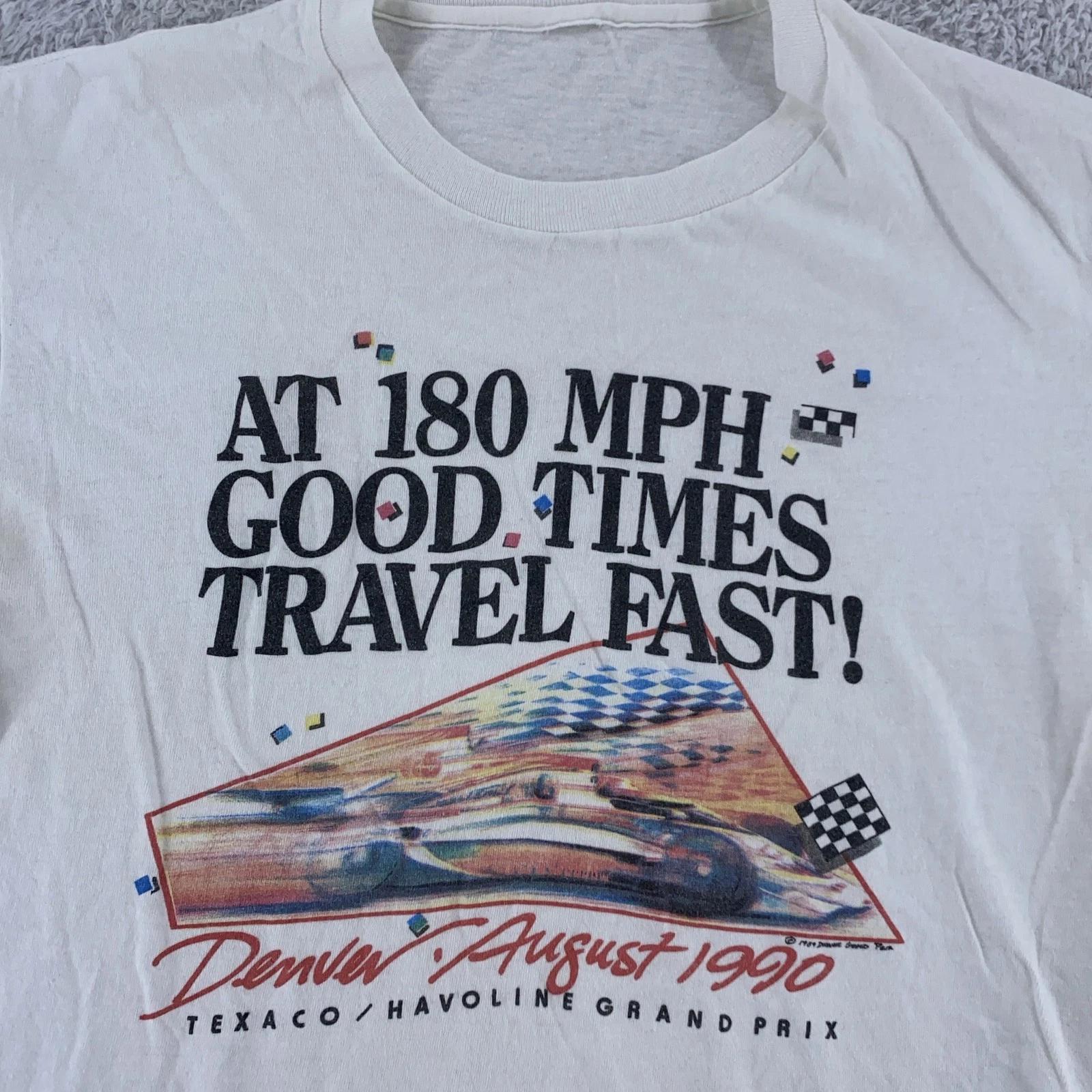 

Trashed Vintage Denver Grand Prix Racing Shirt Mens S IndyCar Texaco 1990 90s 3XL