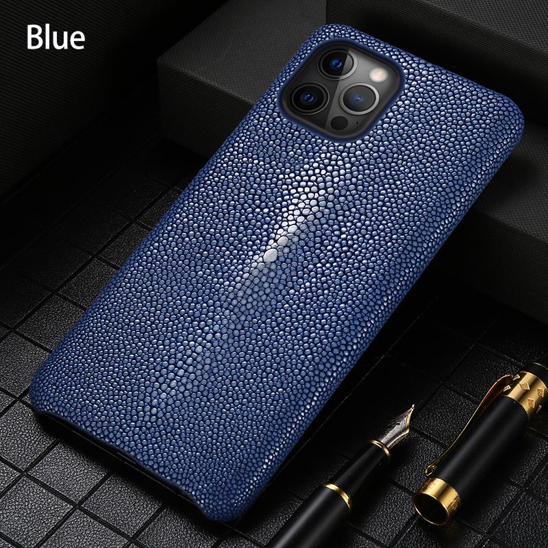 Genuine Stingray Leather Phone Case for iPhone 15 12 13 14 Pro Max 15Pro 13Pro 14Pro 15Plus 14Plus 12Pro 11 Pro Max Luxury Cover