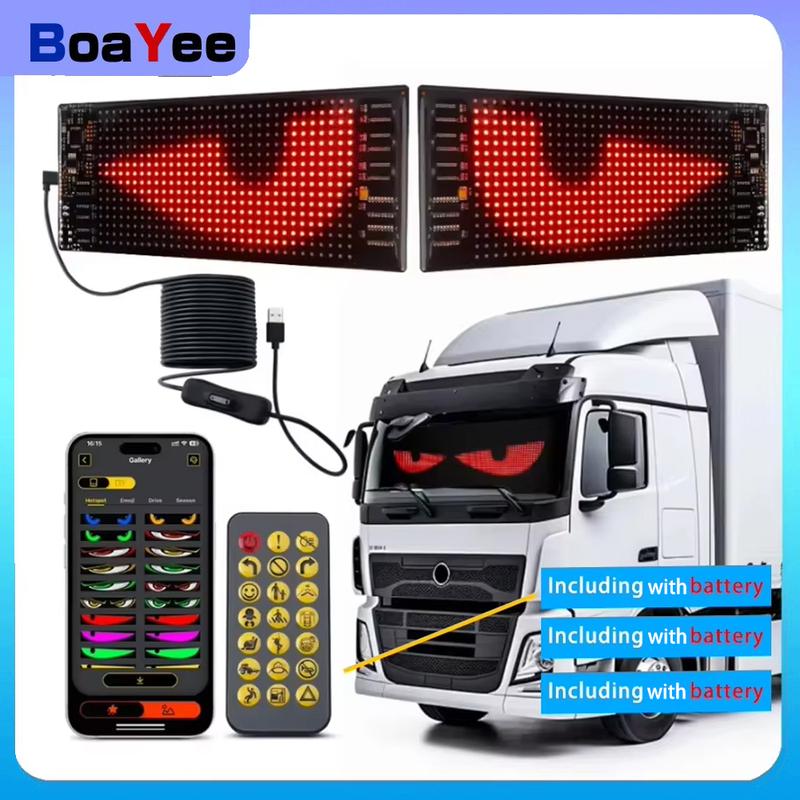 LED Devil Eye Light for Car Truck Windshield Animated LED Matrix Panel Sign Flexible Programmable Digital Display Light APP