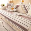 Cotton And Linen Sofa Cushion, Universal Non-Slip Seat Cushion For All Seasons, Old Coarse Cloth, Ethnic Style Fringed Sofa Cover Cover Cloth