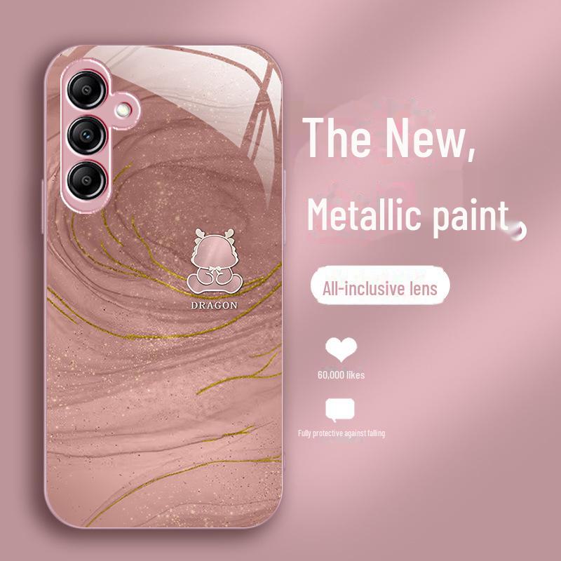 Pozlacený drak na Samsung A14, S21, A22, A31 - design ve stylu roku draků, luxusní skleněná povrchová úprava