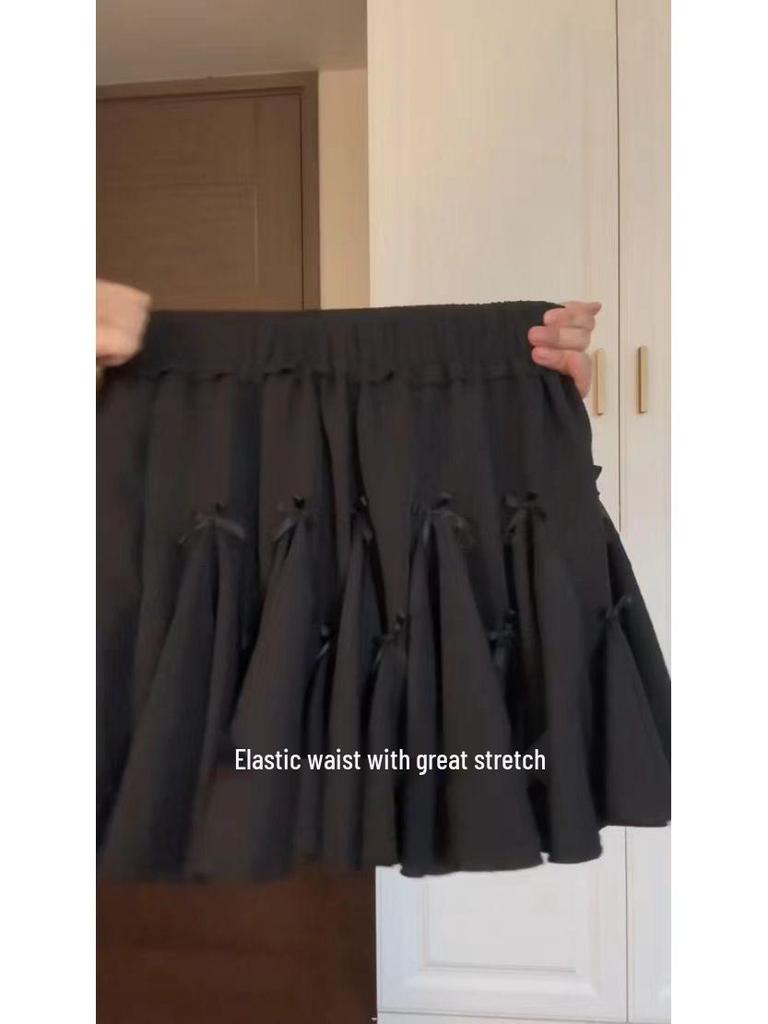 Women's Summer A-Line Midi Skirt: Bowknot White Floral Ballet-Style, High Waist Fluffy Slimming Skirt