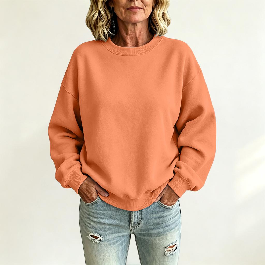 Women's Lined Neck Sweatshirt Casual Loose Fit Pullover for Couples Daily Wear