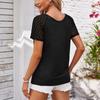 Damen Sexy Frühling und Sommer Neu Beliebt Damen Gespleißte Mesh Kurzarm Tops Farbe Lässiges Lockeres T-Shirt