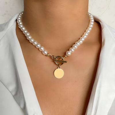Retro Baroque Pearl Necklace Female Retro Geometric Necklace Punk Wild Necklace Jewelry