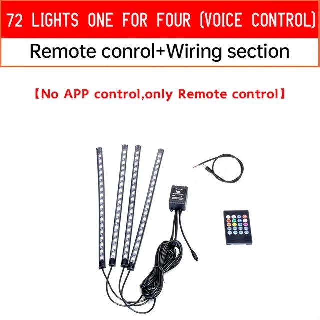 RGB APP LED Remote Control Flexible Waterproof Sound Control 12V Motorcycle Decorative Light Bar Car Atmosphere Footlight