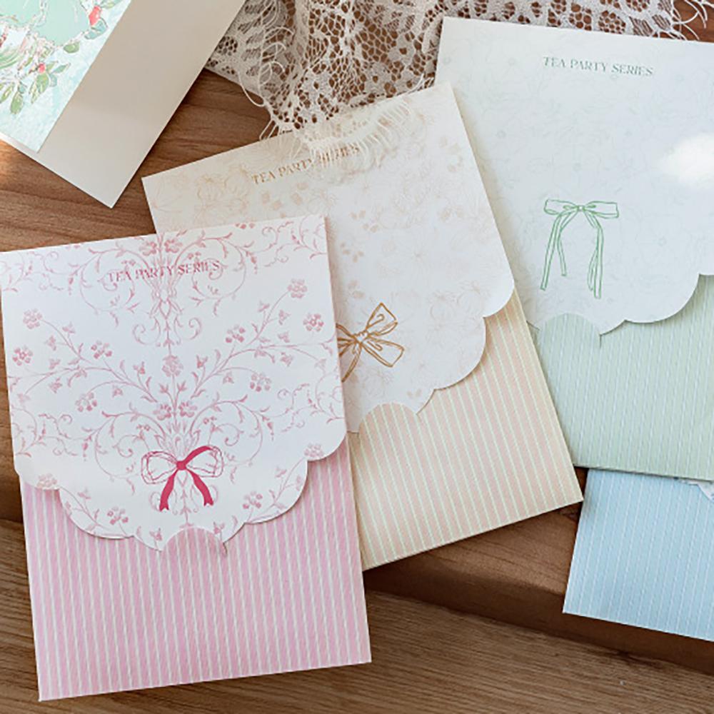 Cute Hot Stamping Greeting Card&envelope Set, Tea Party Series, Birthday Es, Message, Gift, Greeting Card, Letterhead