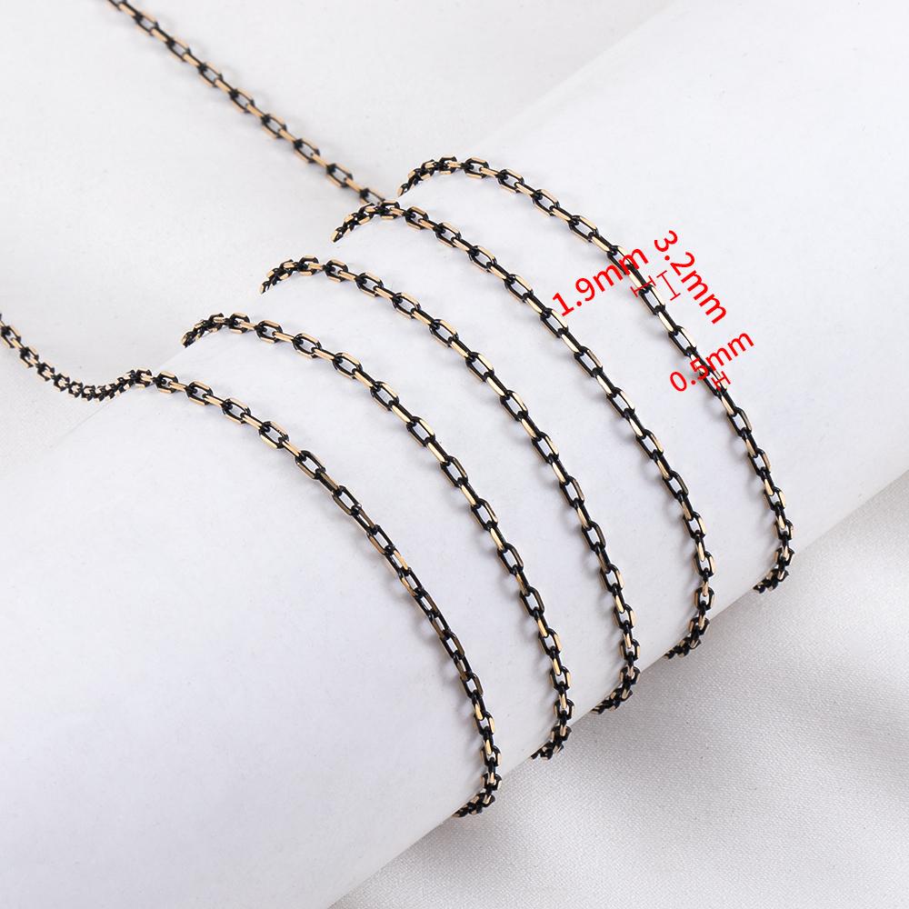 

2M 1M 0.5M 1.9mm Slim Frame Copper Chain Enamel Black link Chain Bracelets Necklace Glasses Decorative Chain DIY Jewelry Making 0.5meter
