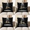 2D Rabbit With Constellations And Be Happy Pattern Cushion Cover Suitable For Sofa Bedroom Car Pillow Cover