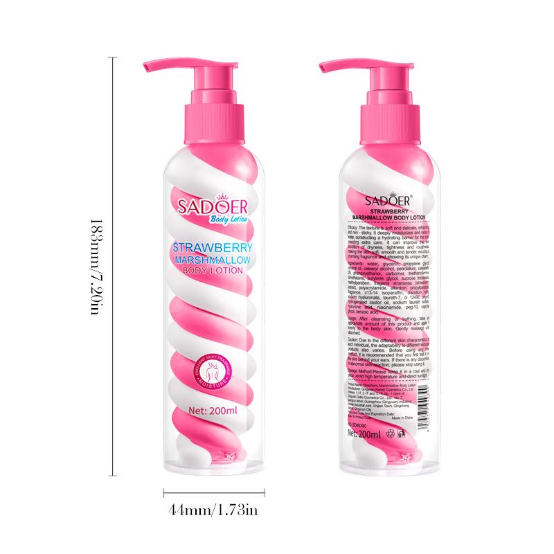 Lozione Corpo Fragola e Marshmallow 200ml Autunno e Inverno Lozione Corpo Idratante e Rigenerante Prodotti per la Cura della Pelle