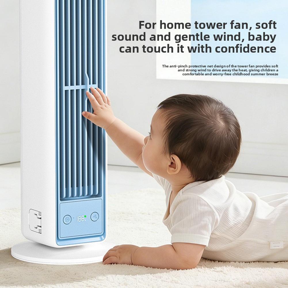 Air Conditioner Fan USB Rechargeable Tower Fan Quiet Desktop Tower Fan 3 Speeds Adjustable Circulating Fan with Remote Control