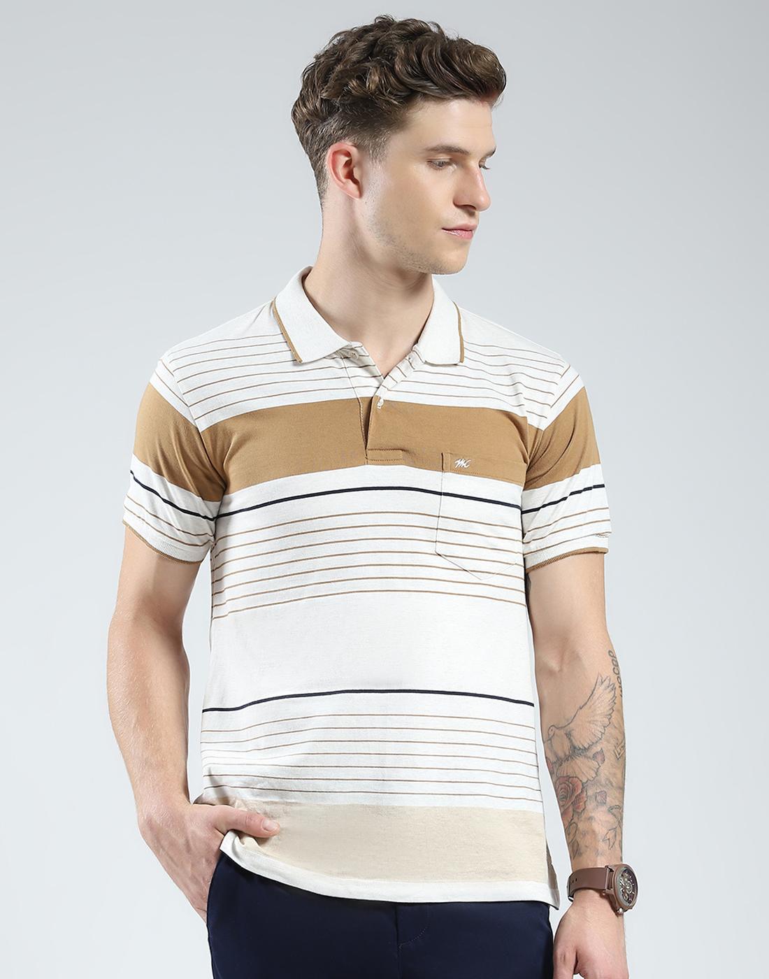 

Monte Carlo Mens Striped Collar Neck Tshirt M