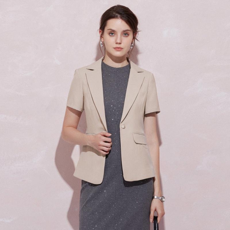 Skilled and Spontaneous OL Style Flat Collar Suit Jacket for Women In Summer 2025, Versatile and Simple with One Button