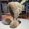 Wool hat autumn and winter women's ear protection plush bag head pullover hat cycling windproof plush thickened warm knitted hat