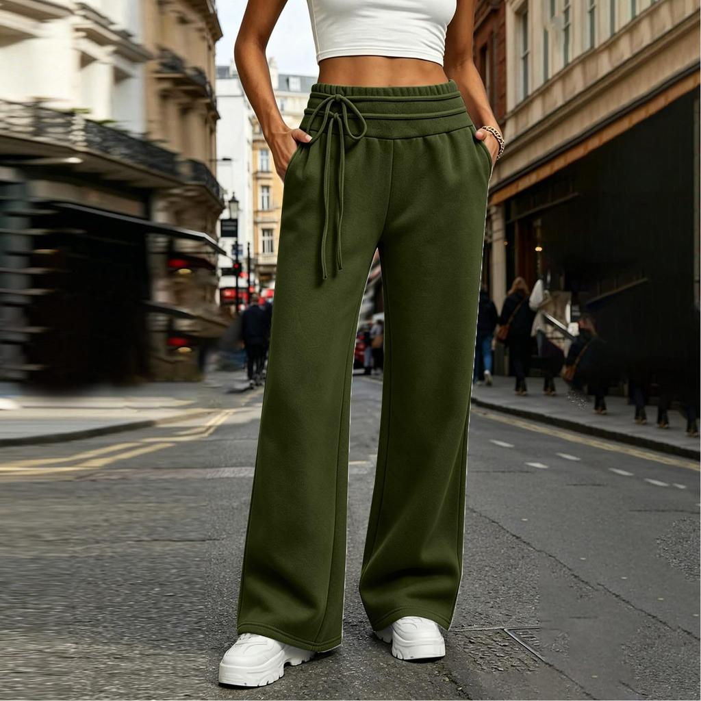 Women's Color Loose Fit Drawstring Sweatpants with Pockets for Casual Wear