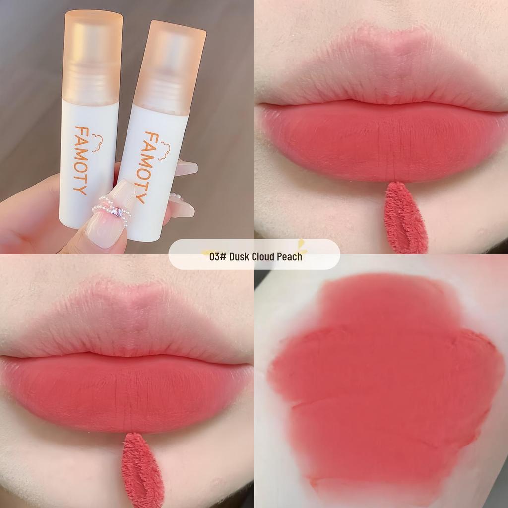 Matte Velvet Lip Mud Gloss: Dual-Use Lip and Cheek Whitening Lipstick, Moisturizing, Non-Stick Cup