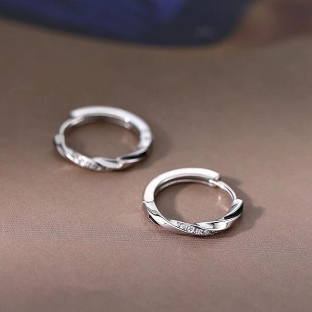 Women's Niu Ring One-Touch Silver Daily Earrings