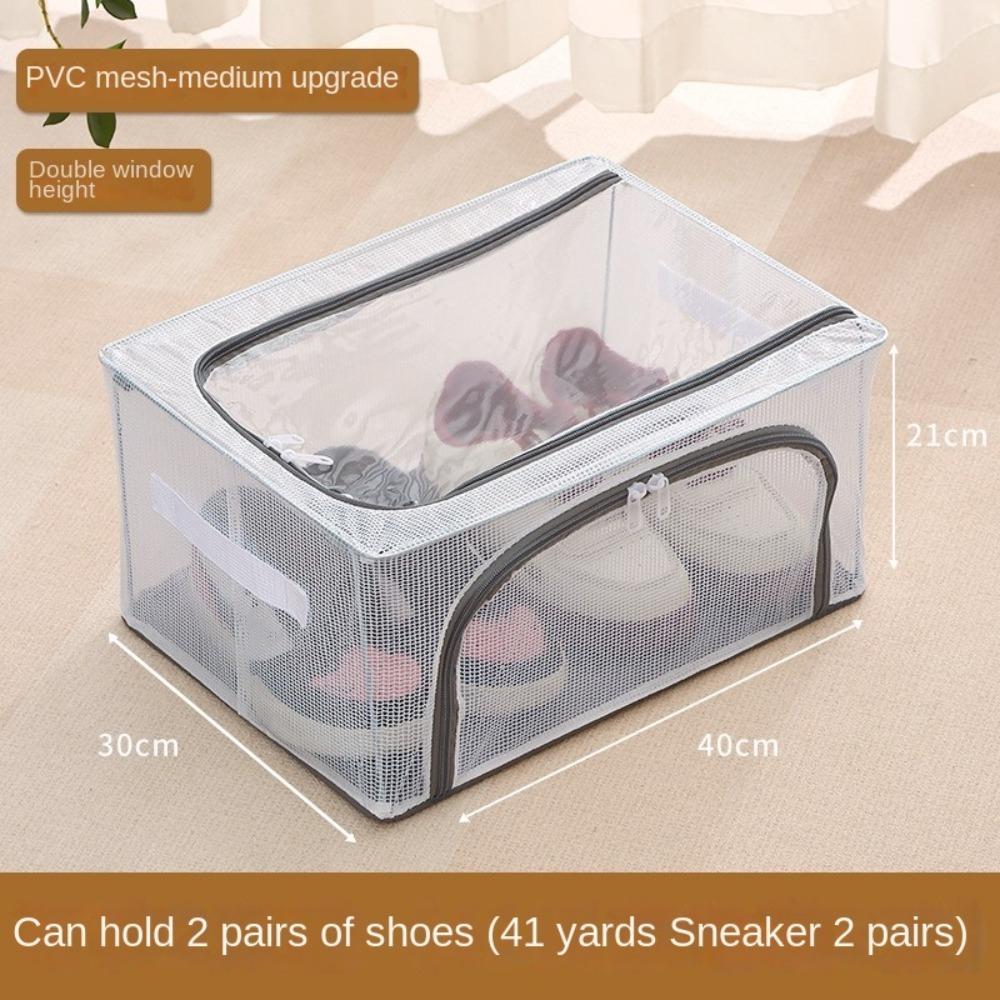 New Foldable Shoe Storage Box Under the Bed Dustproof Shoe Basket Steel Frame Large Capacity Shoe Box Home