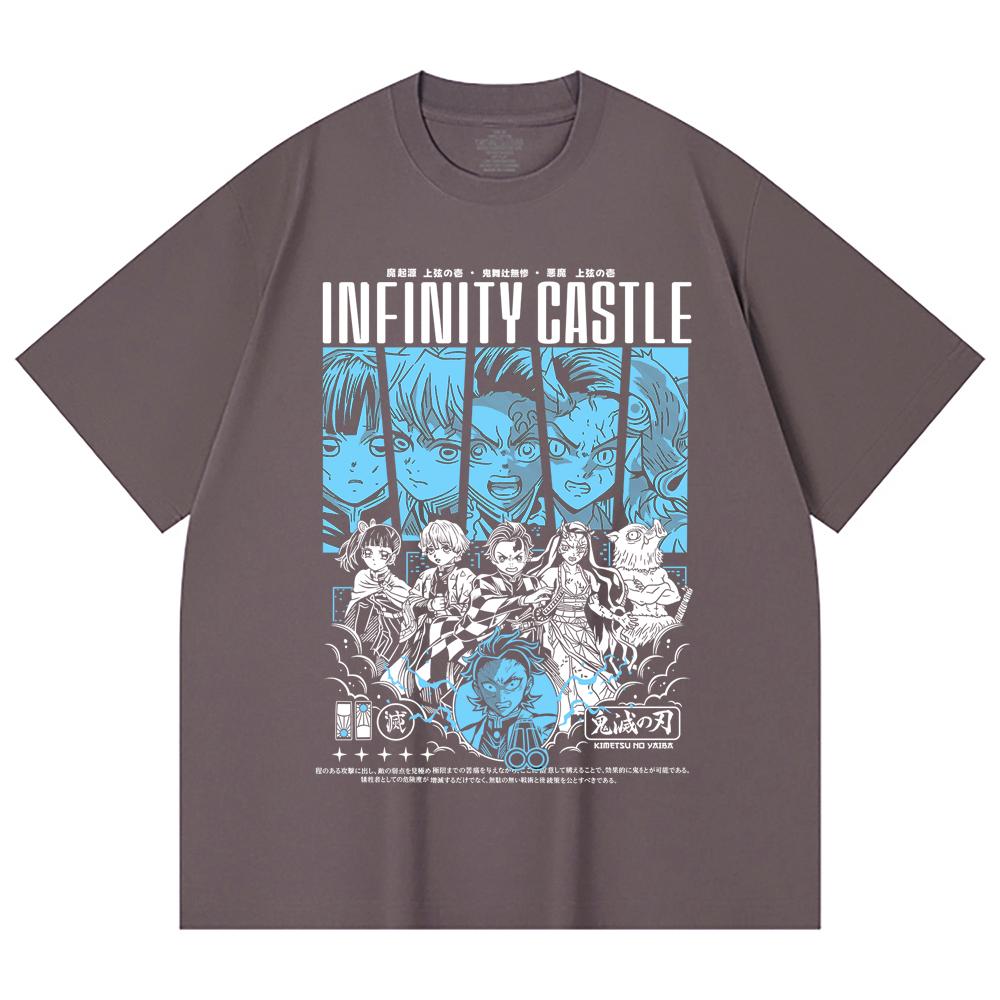 230 Gsm 100% Cotton Demon Slayer V88 Infinity Castle Print Unisex Heavy Cotton T Shirt