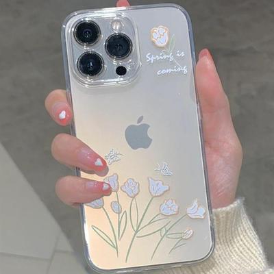 Tulpan för Apple 16pro Telefonfodral Nytt Silikon Anti-fall Heltäckande 13 Transparent Sommartelefon Premium