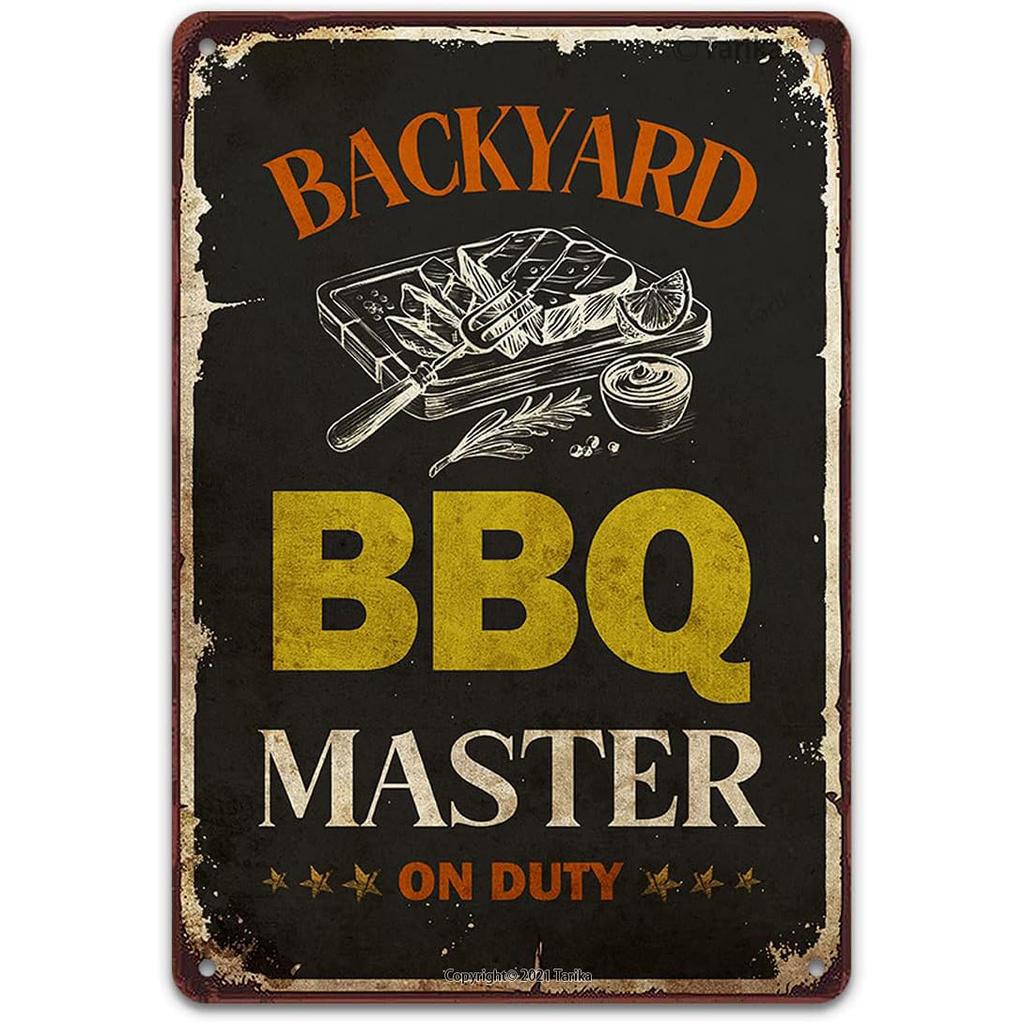 Metal Aluminum Signs BBQ Party Zone Wall Decoration Plaque Vintage Art Poster Iron Painting for Man Cave Home Cafe Garden Club